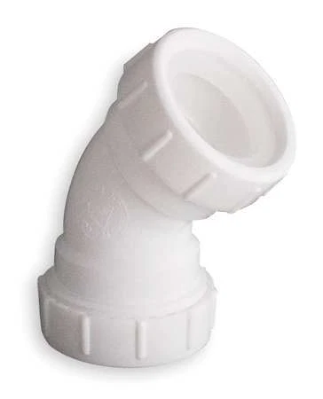 Zoro Select 1Ppa2 1-1/2" Or 1-1/4 " Dia., Polypropylene, White/Plastic Finish,
