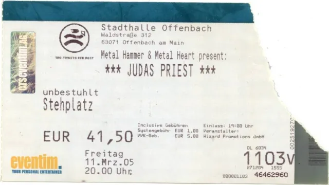 Judas Priest - altes Konzert-Ticket Offenbach vom 11.03.2005 - siehe Bild