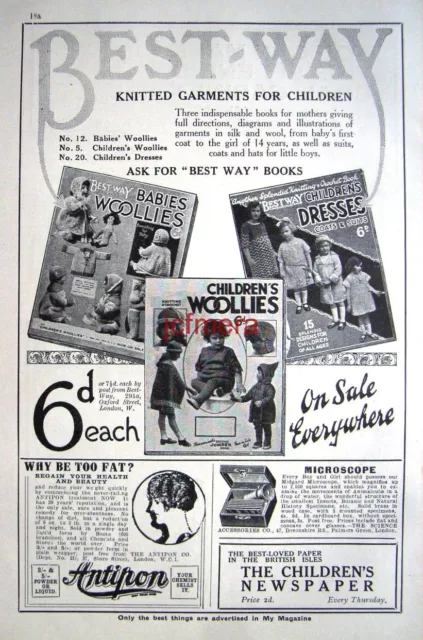 Original 1922 'BEST-WAY' Children's Clothing Patterns AD - Vintage Print Advert