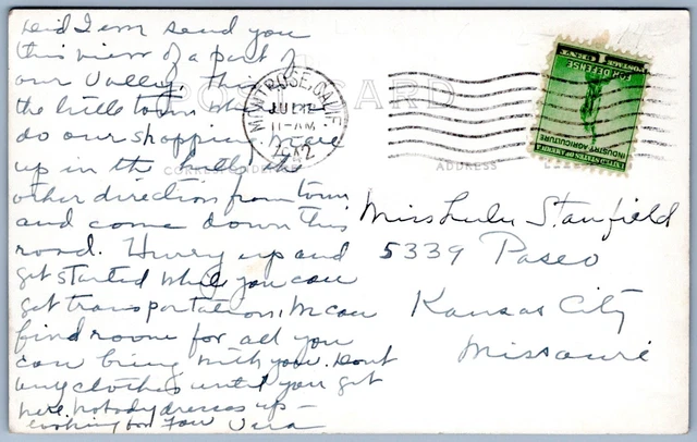 Postcard RPPC CA Montrose California Birds Eye View 1942 P6P 2