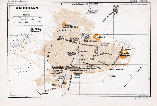 TN Kairouan + Sbeïtla 1930 pt. plan ville orig + guide (9 p) Kasba Souks Gueblia