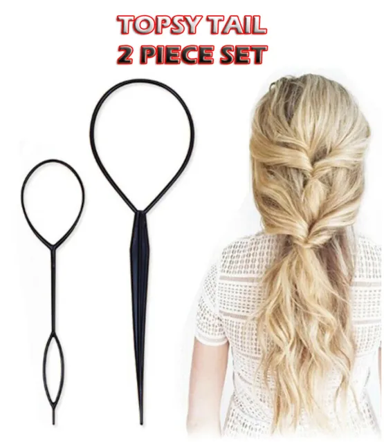 2 PIECE HAIR BRAID TOPSY TWIST STYLING LOOP PONYTAIL MAKER STYLING