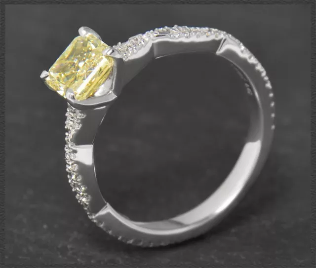Diamant Ring, 1,54ct Brillanten, gelber 1,10ct Vivid Yellow Solitär, 750 Gold 3