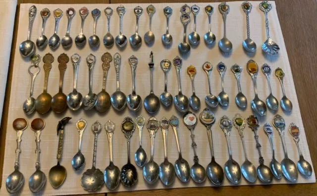 Lot Of 60 Vintage Souvenir/ Collector Spoons Mixed Spoon Lot