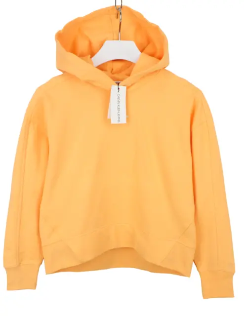 CALVIN KLEIN JEANS Hoodie Women's SMALL Pullover Oversized Hooded Orange