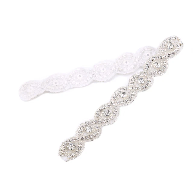 8-shape Design Handmade Rhinestone Crystal Chain Applique Trim For Wedding Dress