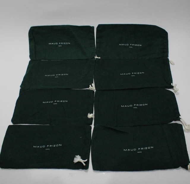 Maud Frizon Paris Shoe Dust Cover Bags Green Drawstring 8 Total 13"x7"
