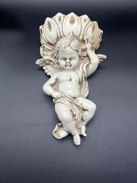 Dickson Angel Cherub Victorian Gold Ivory Wall Pocket Planter Made in Japan