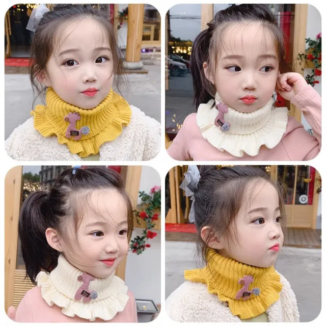 Winter Baby Scarf Cute Cartoon Knitted Fake Collar Scarf With Wooden Ears Kids