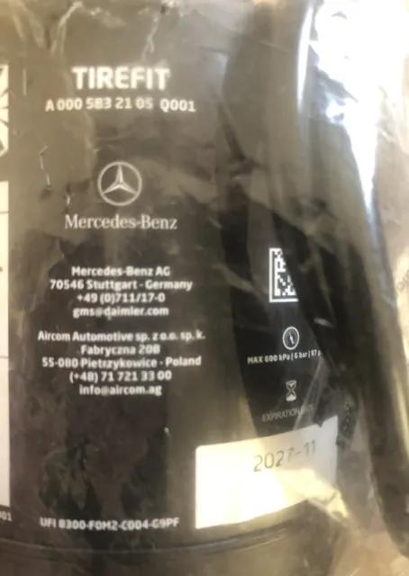 Sigillante riparazione pneumatici originale Mercedes-Benz Tirefit 350 ml bottiglia exp 11/2027 nuovo