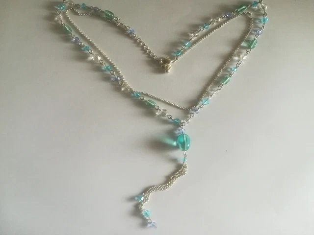 Collier Fantaisie Vintage En Acier Avec Cristaux – Bon état
