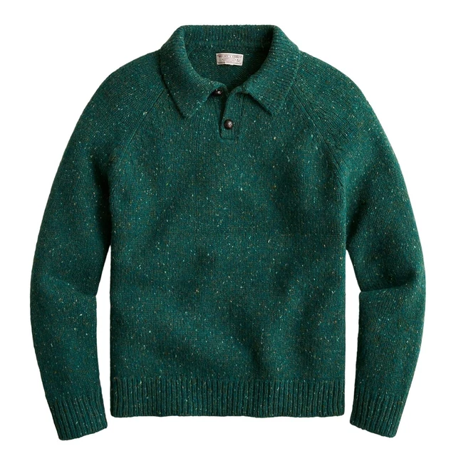 WALLACE & BARNES Merino Wool Green Speckled Knit Irish Donegal Sweater Small Men