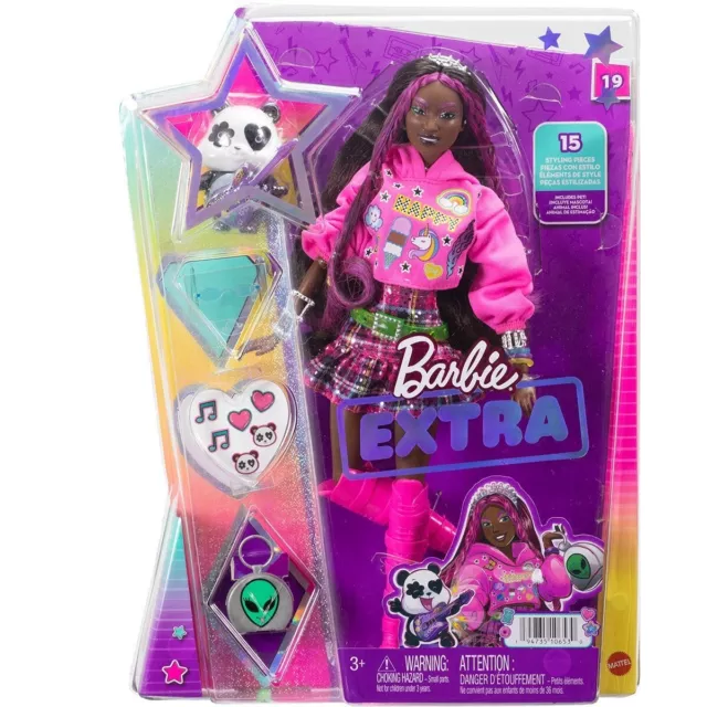 Mattel Barbie Extra Muñeca #19 Con Mascota Panda, Ropa y Accesorios - Nuevo 2022