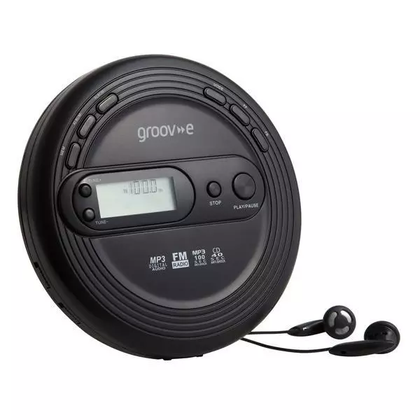 Personal CD Player with MP3 Playback & Radio, Black, Groov-e GV-PS210