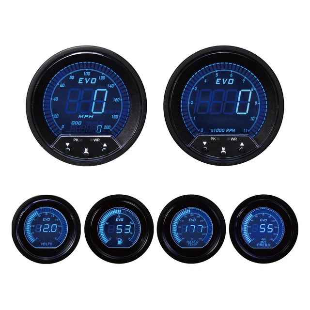MOTOR METER RACING Classic 6-Gauge Set – 85mm GPS Speedometer (MPH) & 52mm Gauges, Beige Dial, Analog/Digital Display