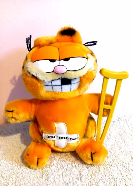 Garfield The Cat I Don't Need This Crutches Plush Soft Toy 1980's Jim Davies