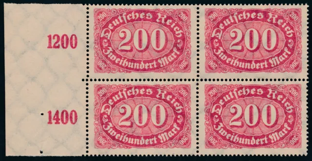 DR 1923, MiNr. 248 b, Viererblock tadellos postfrisch, gepr. Infla, Mi. 360,-