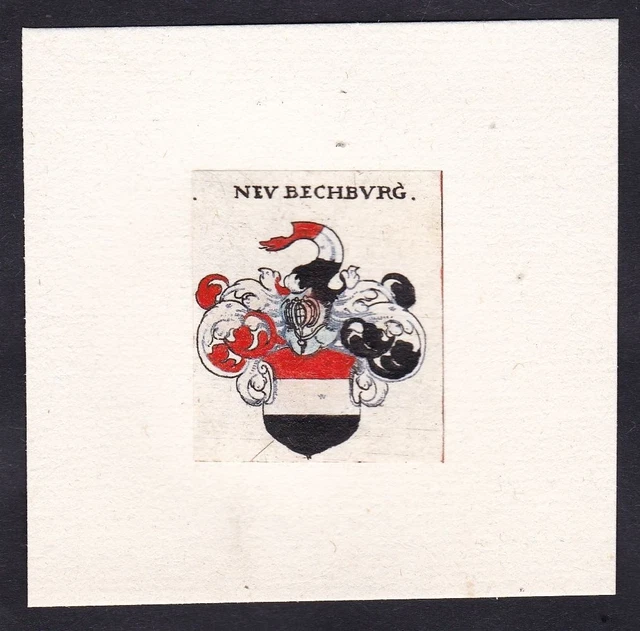 Neu-Bechburg Escudo Abrigo De Arms Heráldica Grabado 17. Jh
