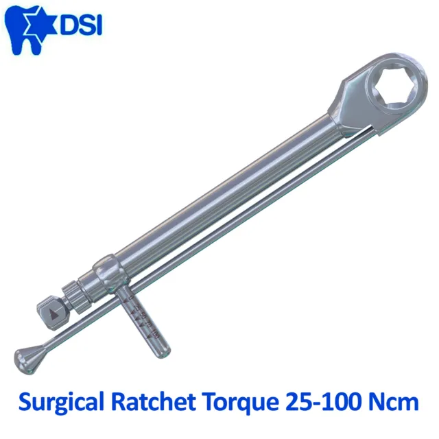 DSI Dental Implant Abutment Differential Wrench Ratchet Driver Torque 25-100 ncm
