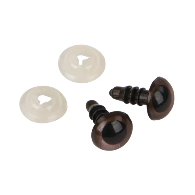 Safety Eyes Plastic 8mm Brown Dark With Washers 10 Pieces