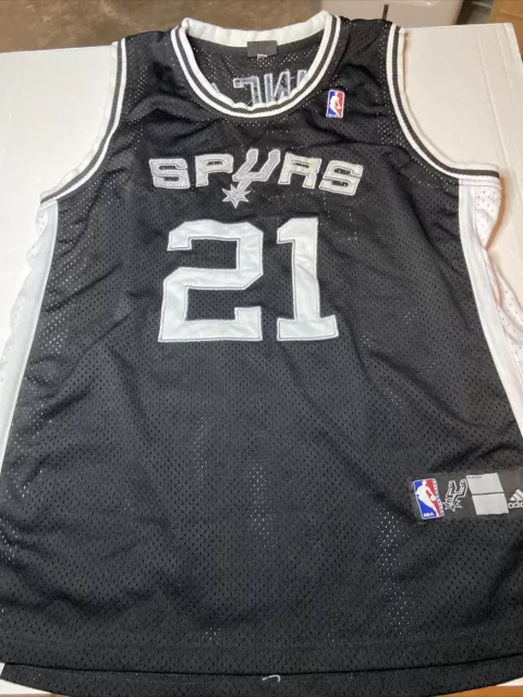 Adidas Tim Duncan San Antonio Spurs Jersey Black Grey NBA Basketball READ