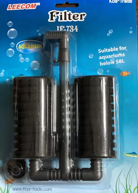 Filtre exhausteur 2 mousses pour aquarium de 20 à 60 litres