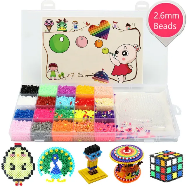 Melty Fuse Bead Kit -Boy- pegboard, beads tweezers, paper, template Perler
