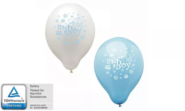 Luftballons 12 Stück IT'S A BOY Es ist ein Junge Geburt Baby-Party blau weiß