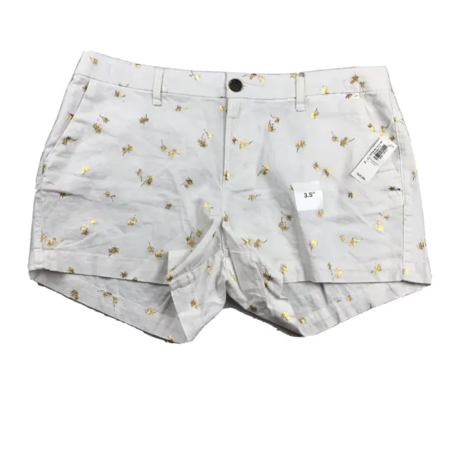 Old Navy Everyday Shorts Women 10 White Linen Blend Gold Foil AOP Palm Trees NWT