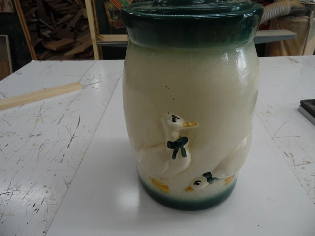 Vintage Ceramic Duck Design Wooden Handle Butter Churn