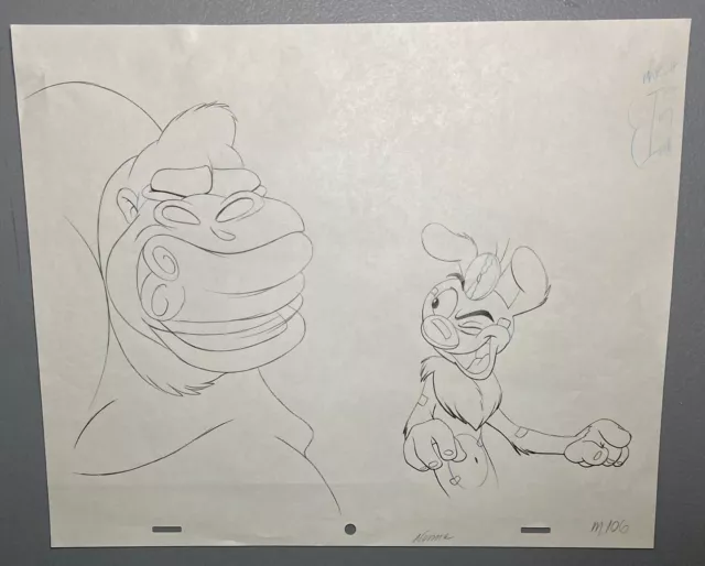 Original 1990s Disney Animation Drawing Sketch Art MARSUPILAMI & MAURICE Gorilla