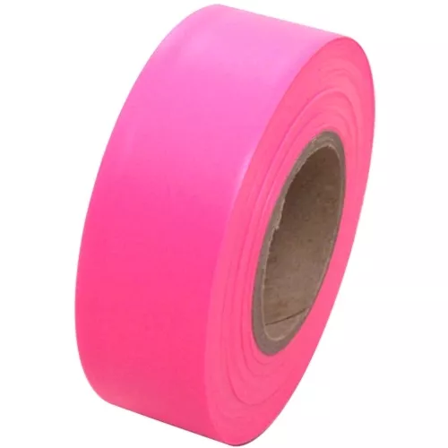Fluorescent Pink Flagging Tape 1 3/16" x 150 ft Roll Non-Adhesive