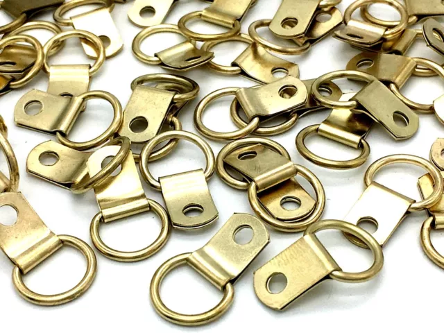 D Ring Hooks Small Single Hole Rings Brass Picture Frame Hanging Eyes (761)