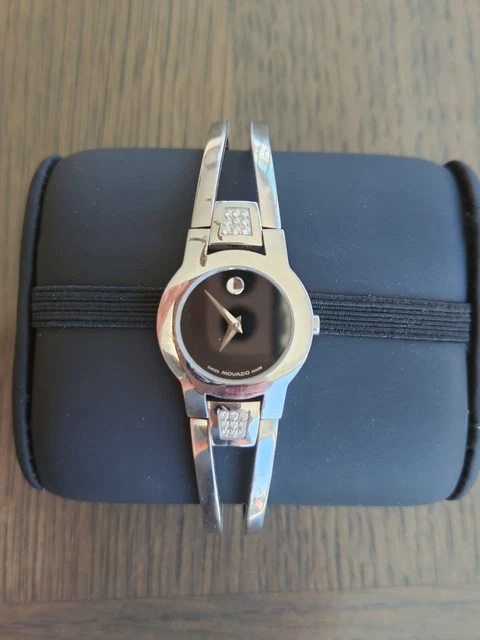 Orologio Donna Movado Amorosa Tonificato Argento Nero Con Diamante Diciotto (.07 tcw)