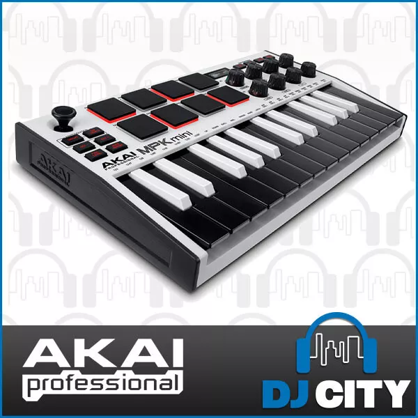 Akai MPK Mini mk3 White MIDI Keyboard 25 Key with MPC Pads - DJ CITY EXCLUSIVE