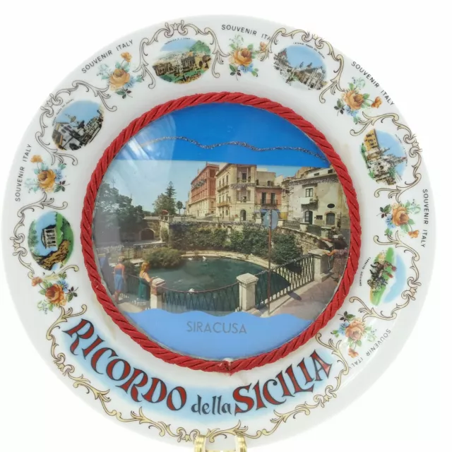 Plate Souvenir Italy 9.25in Round White - Siracusa