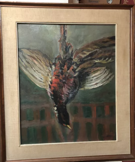 Achille Attilio Martelli Olio Su Tavola “Fagiano” Natura Morta  50X60 Cm