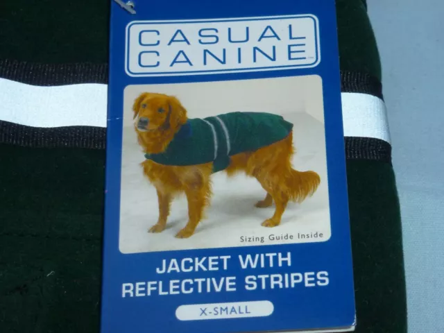 DOG/Pet JACKET with REFLECTIVE STRIPES  by Casual Canine size XSmall  NWT  green