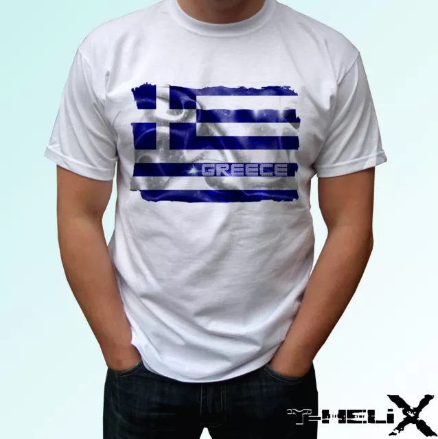 Greece flag - white t shirt top country design - mens womens kids & baby sizes