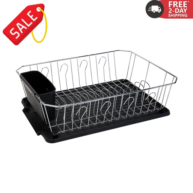 Kitchen Details Chrome 3 Piece Set Dish Rack in Black