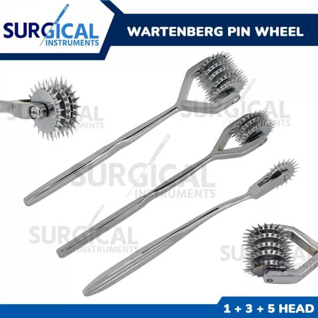 3 Wartenberg Neuro Pinwheel Set Diagnostic Instruments 1, 3 & 5 Head German Grad