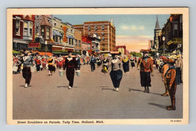 Holland MI-Michigan, Street Scrubbers on Parade, Tulip Time Vintage Postcard