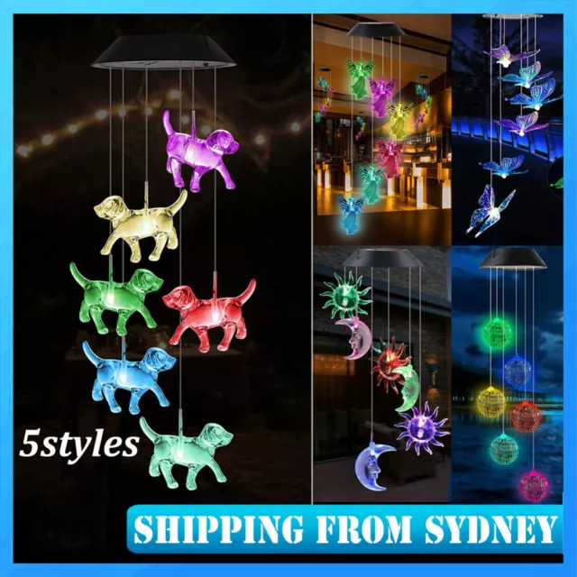 LED Solar Wind Chimes Crystal Ball Wind Chimes Color Changing Light Waterproof 3