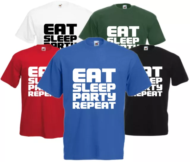 Eat Sleep Party Repeat T Shirt Funny Unisex Dance Festival Tee Rave Top DJ Gift