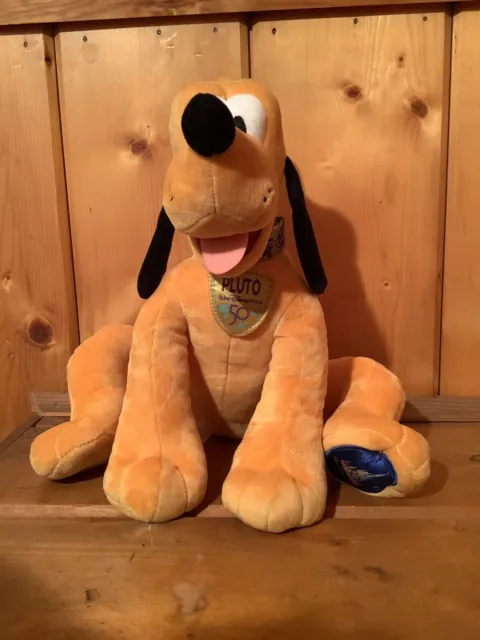 Disney Parks 50th Anniversary Pluto Plush Toy 11-Inch Walt Disney World