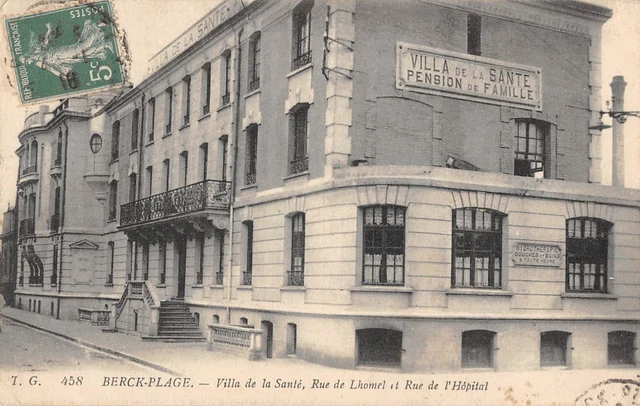 Cpa 62 Berck Plage Villa De La Sante Rue De Lhomel Et Rue De L'hopital