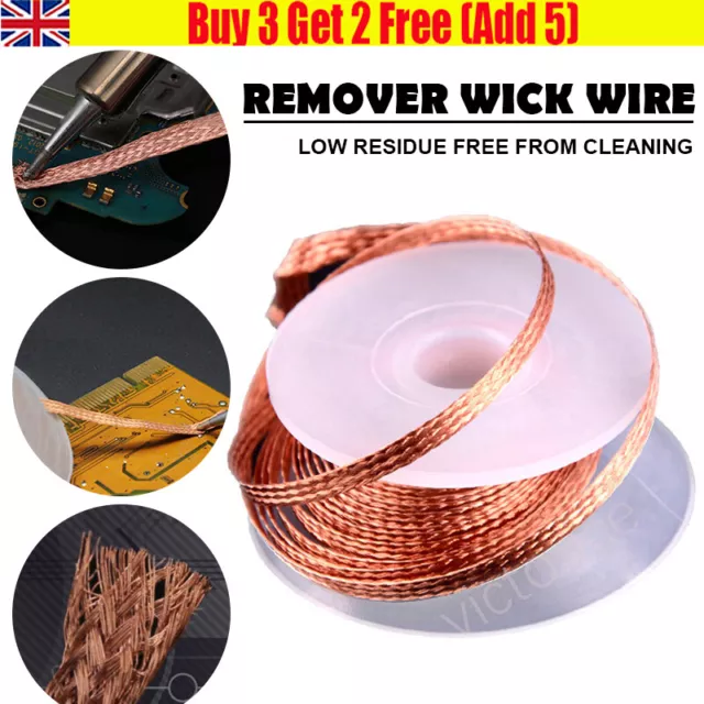 Desolder Desoldering Braid Wick Wire Mop 1.5/3m Solder Sucker Fluxed Remover Pro