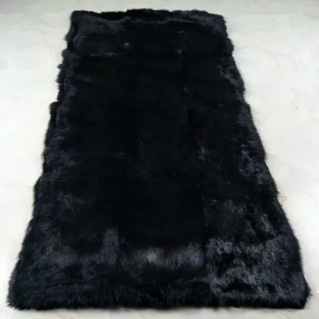3.6'X1.8' Real Rabbit Fur Blanket Black Rabbit Fur Plate Garment Pelt Throw 3.6'X1.8' Real Rabbit Fur Blanket Black Rabbit Fur Plate Garment Pelt Throw