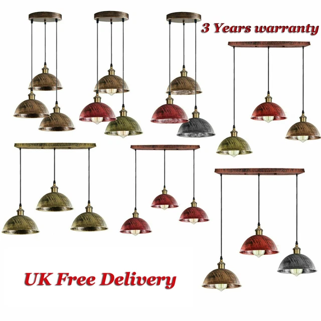 Modern Chandelier Ceiling Light Shades Retro Metal 3 Heads E27 Pendant Lampshade