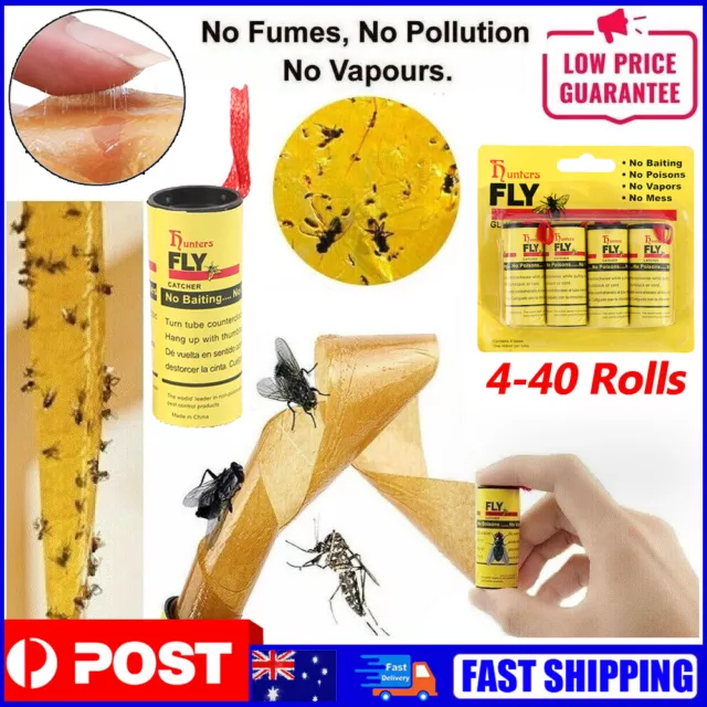 4-48 Rolls Sticky Fly Trap Paper Insect Bug Catcher Strip Flies Sticker AU
